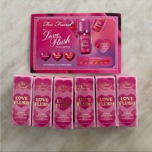 Lot of 6 new Too Faced Love Blush glowing liquid blush